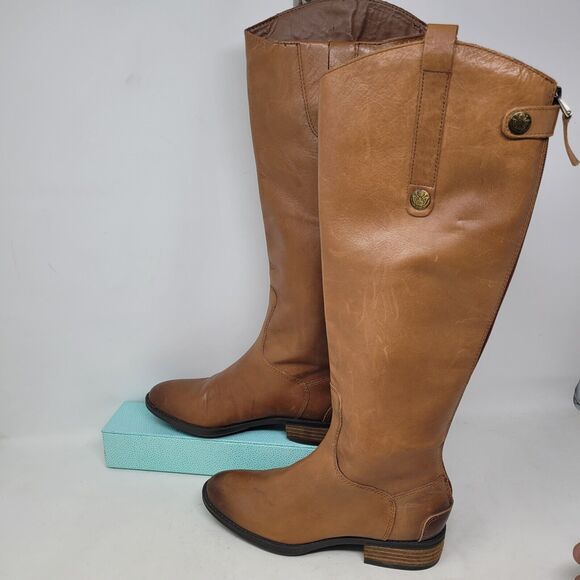 Sam Edelman Penny 2 Leather Riding Boots Women's Sz 4.5 Brown Equestrian Biker - Picture 3 of 10